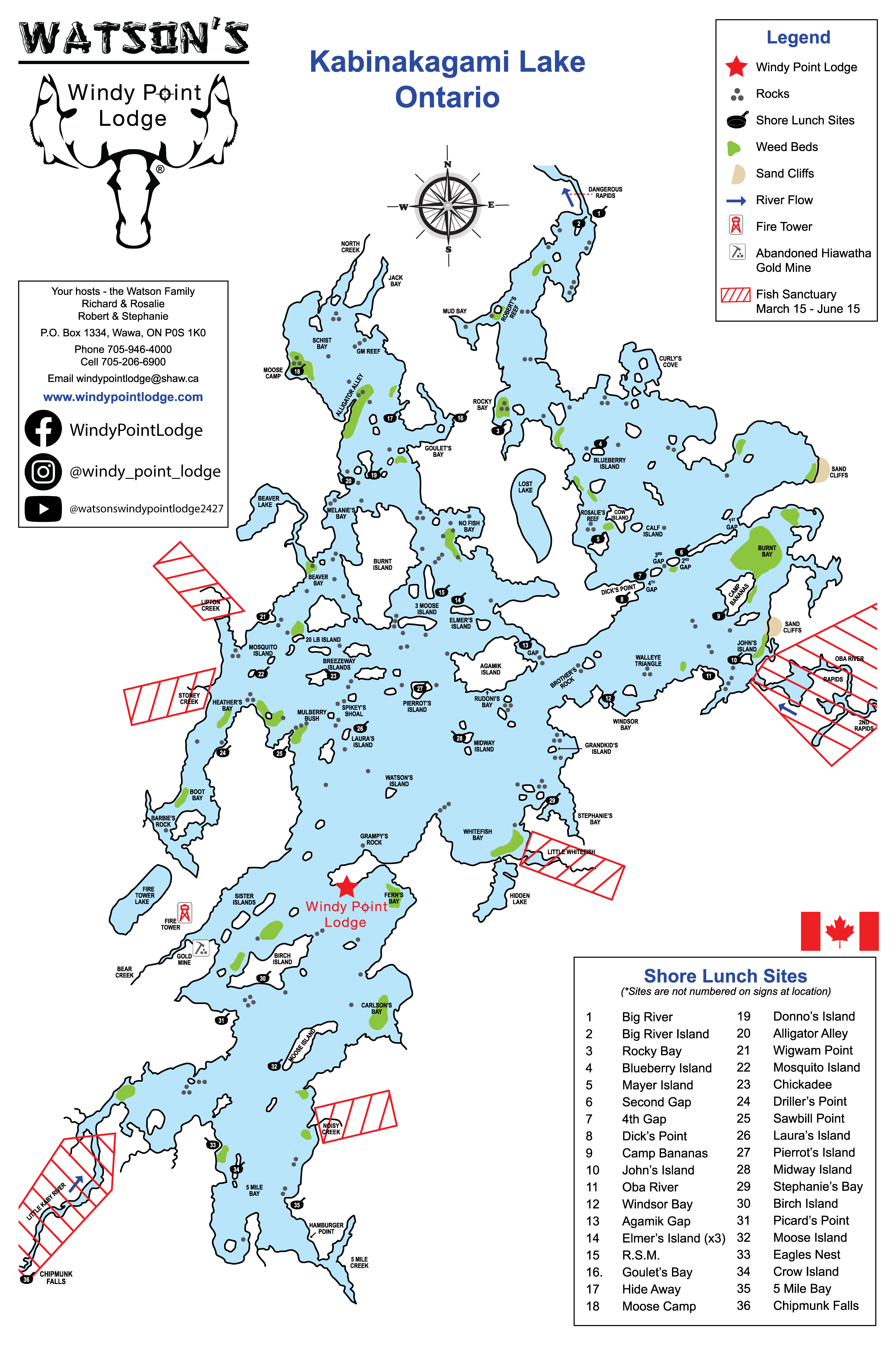 Kabinakagami Lake Map